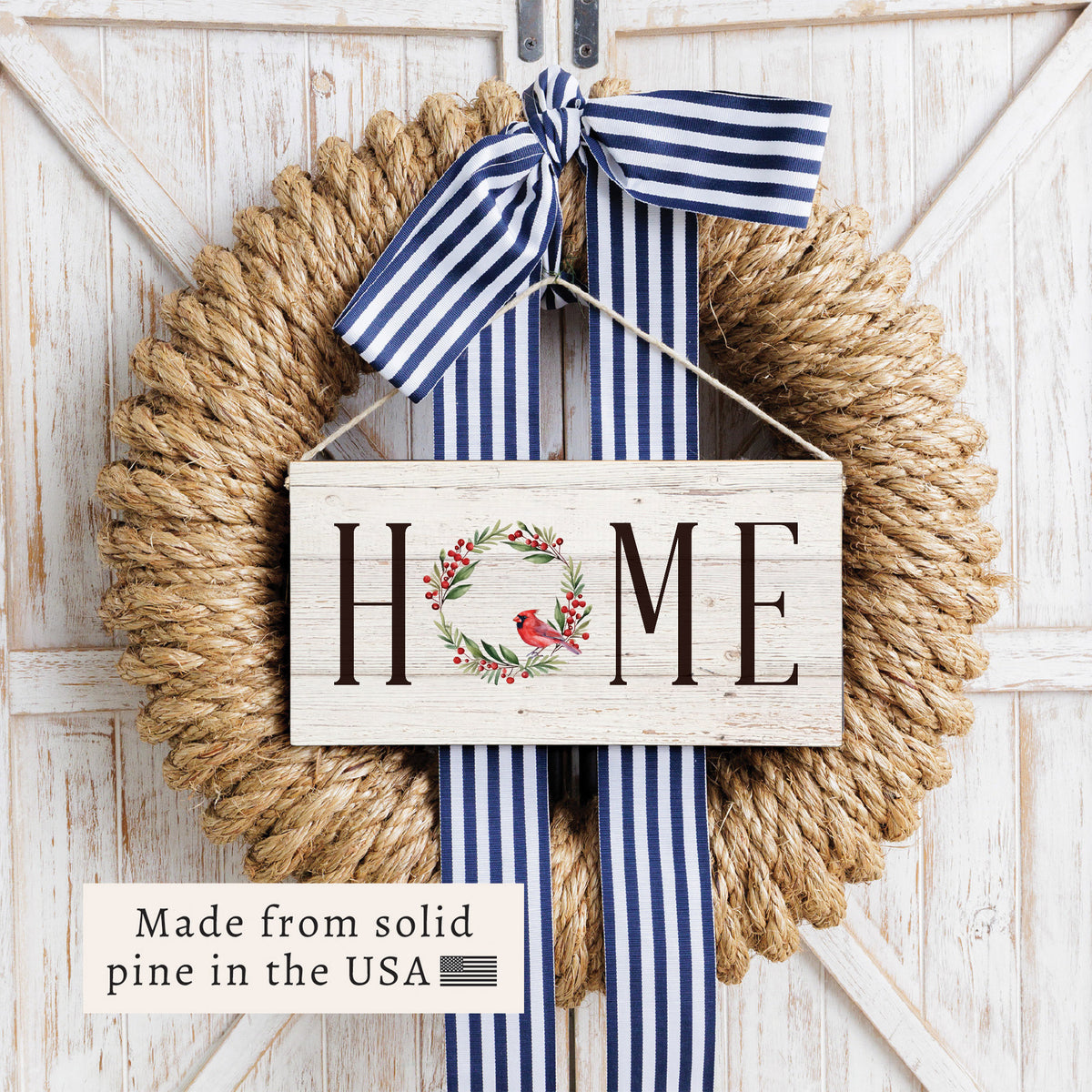 Cardinal Holiday Home Twine Sign
