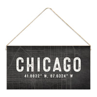 Chicago Coordinates Twine Sign