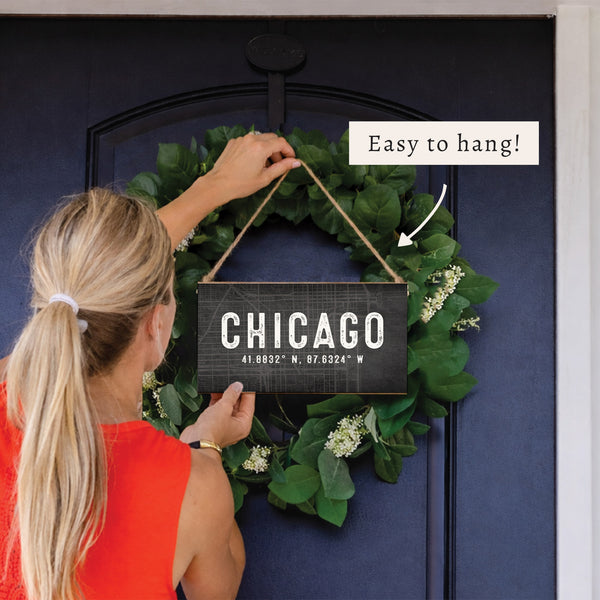 Chicago Coordinates Twine Sign