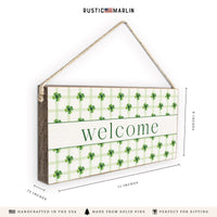 Shamrocks Gingham Welcome Twine Sign