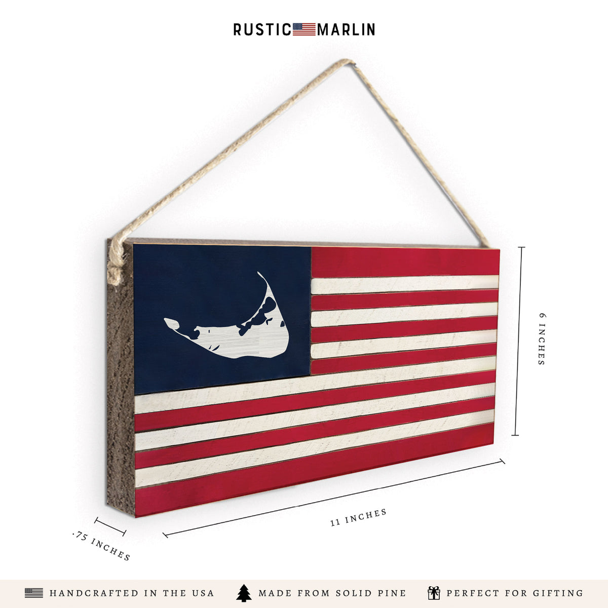 Nantucket American Flag Twine Sign