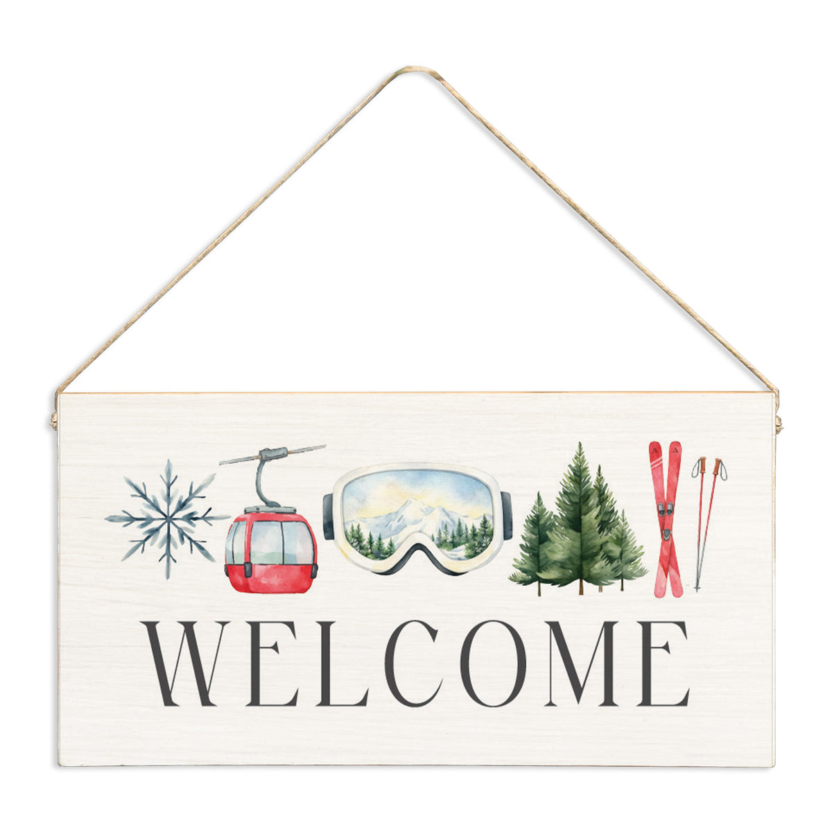 Ski Icons Welcome Twine Sign