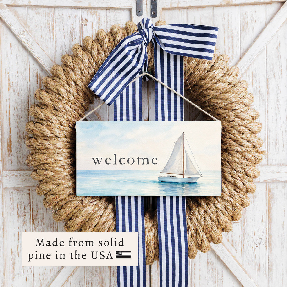 Sailboat Welcome Twine Sign