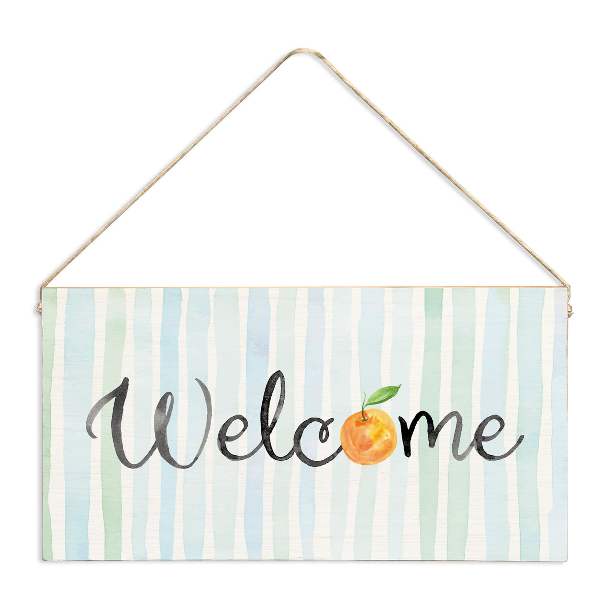 Welcome Orange Striped Welcome Twine Sign
