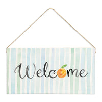 Welcome Orange Striped Welcome Twine Sign