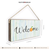 Welcome Orange Striped Welcome Twine Sign
