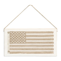 American Vintage Flag Whitewash Twine Sign