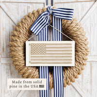 American Vintage Flag Whitewash Twine Sign
