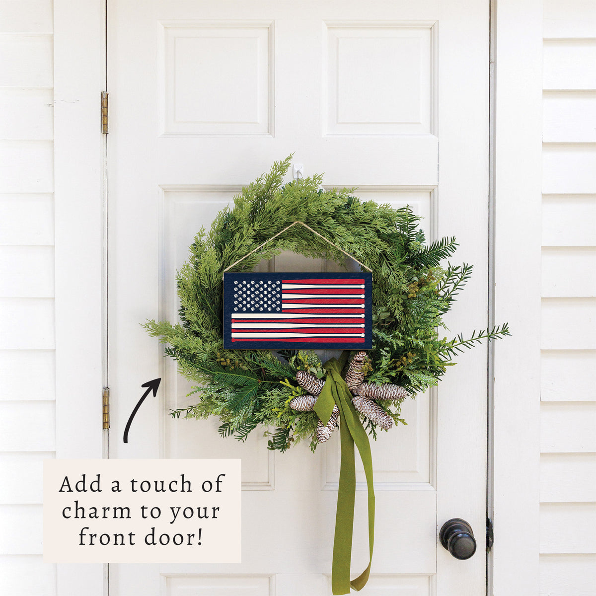 Baseball Bat American Flag Sox Twine Sign