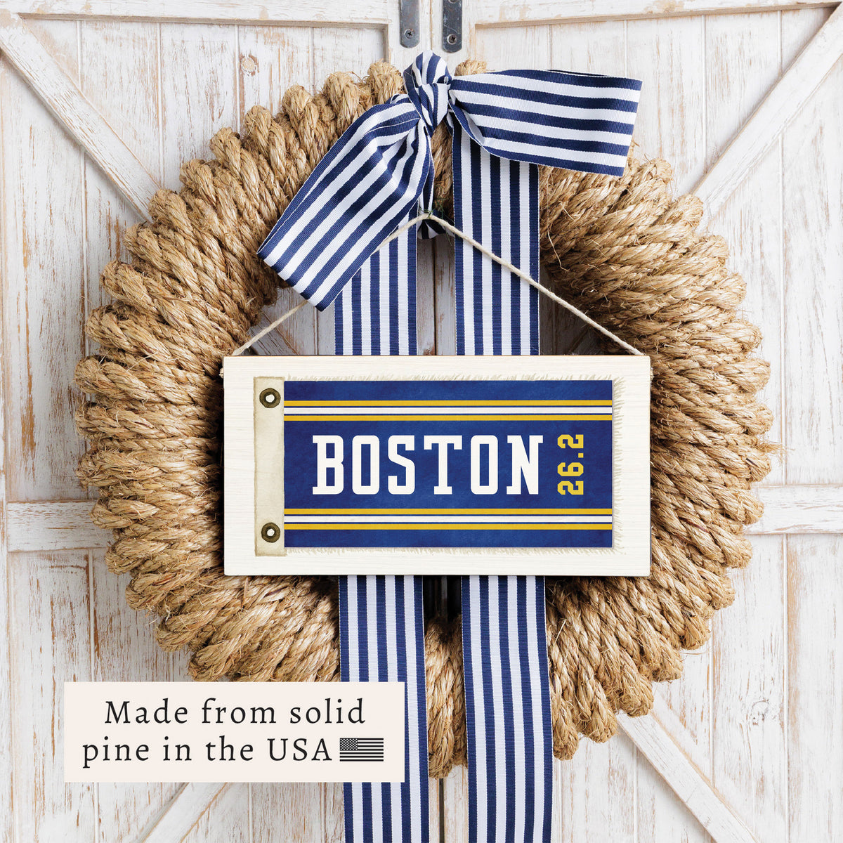 Boston 26.2 Marathon Flag Twine Sign