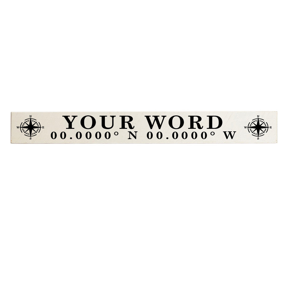 Compass White/Black Personalized Barnwood Sign