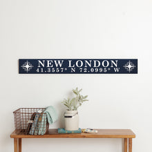 Load image into Gallery viewer, Personalized Compass Navy/White Barn Wood Sign
