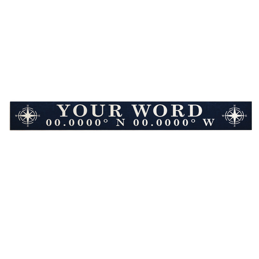 Compass Navy/White Personalized Barnwood Sign