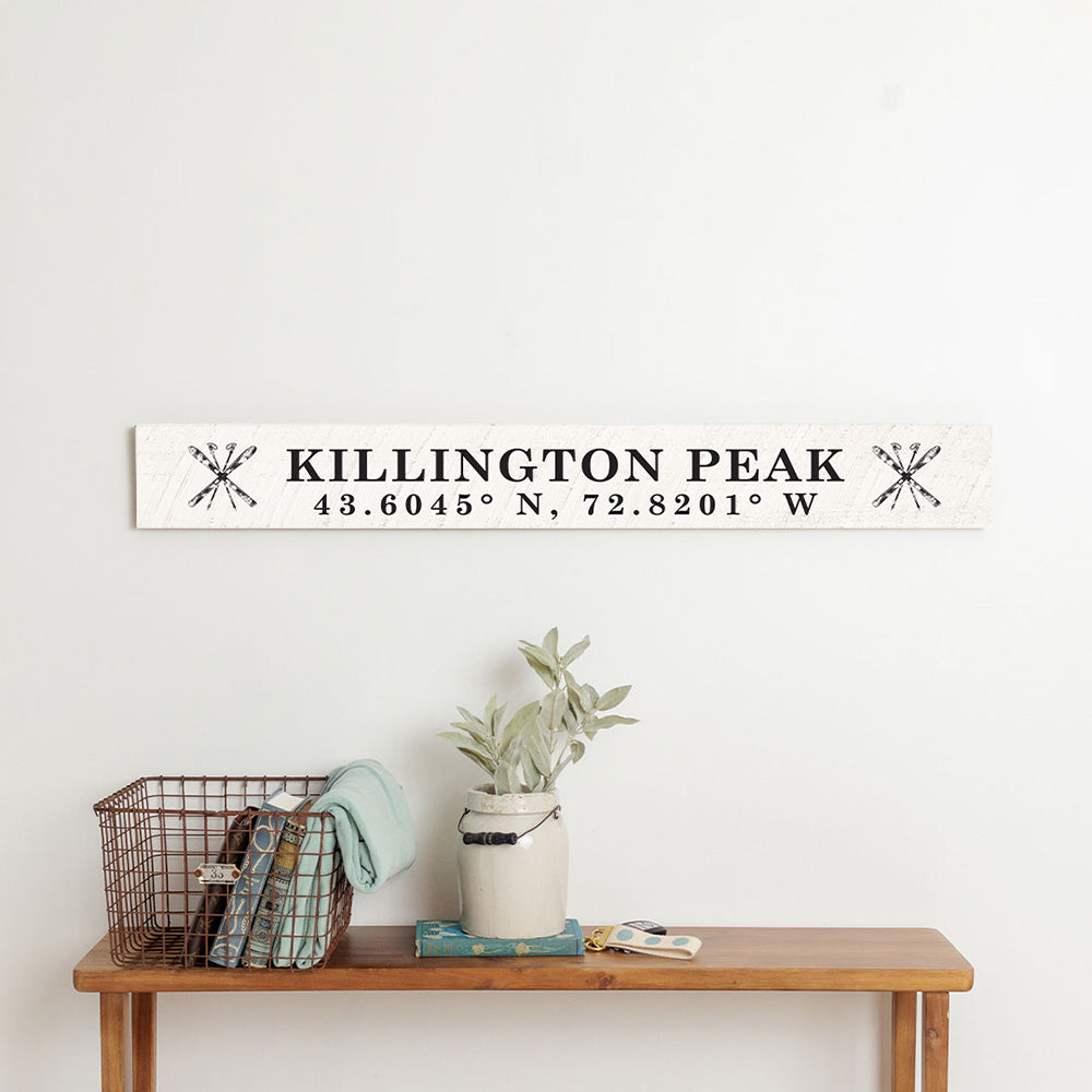 Personalized Two Lines Cross Skis Barn Wood Sign