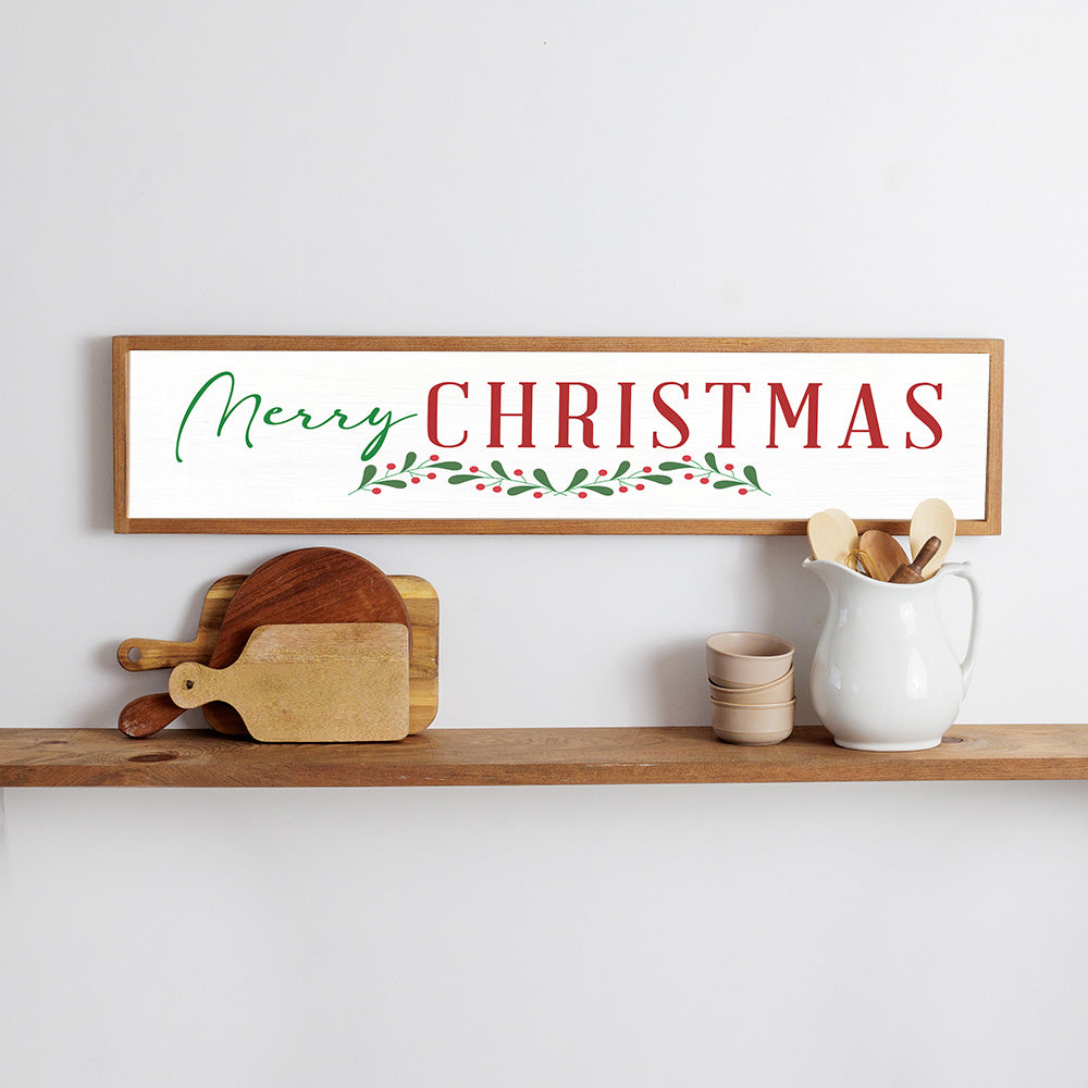 Merry Christmas Horizontal Framed Barn Wood Sign
