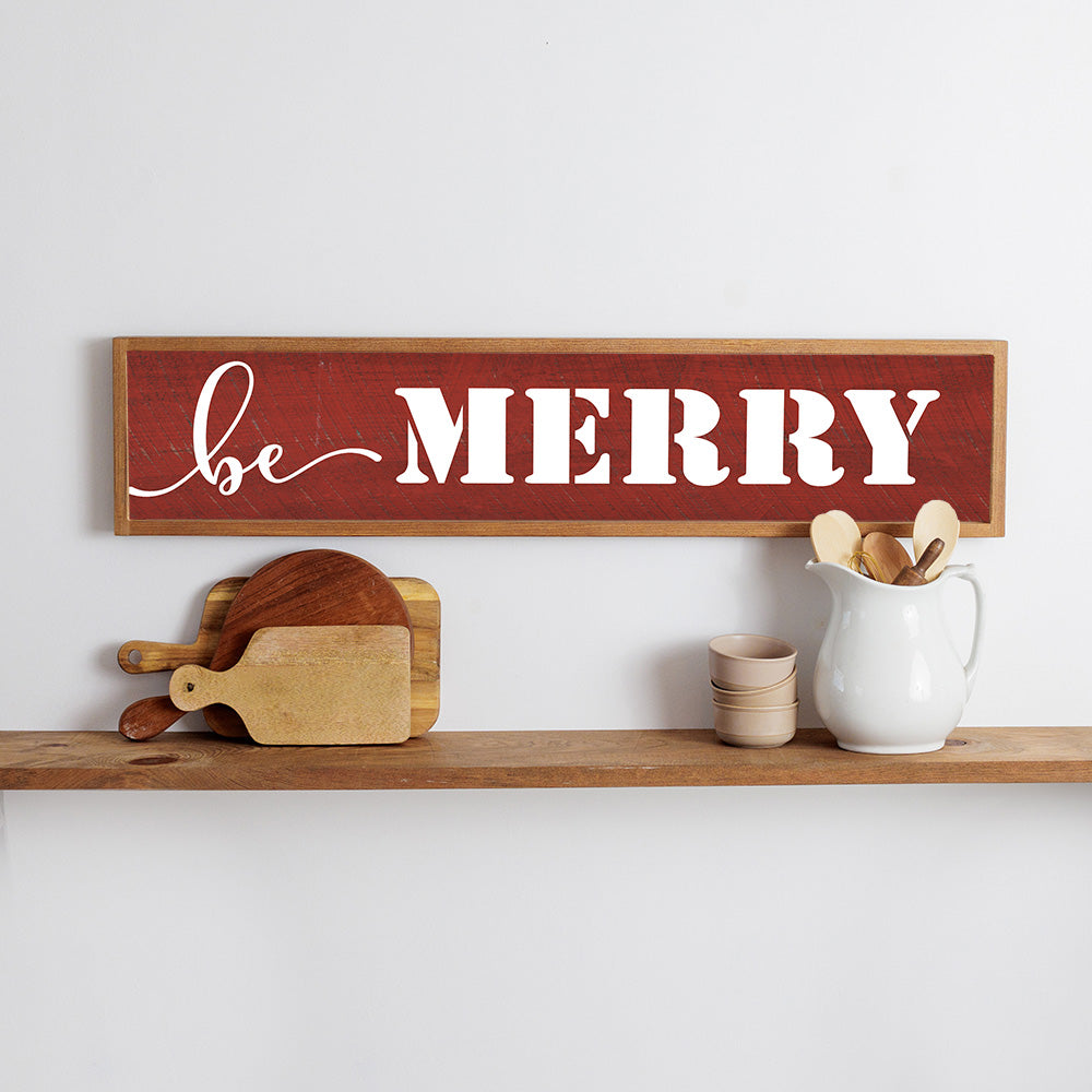 Be Merry Horizontal Framed Barn Wood Sign