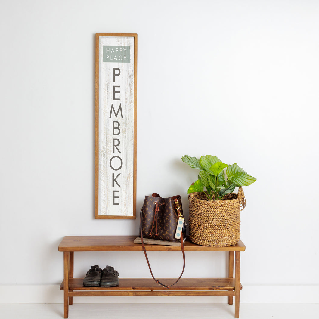 Personalized Happy Place Framed Barn Wood Sign