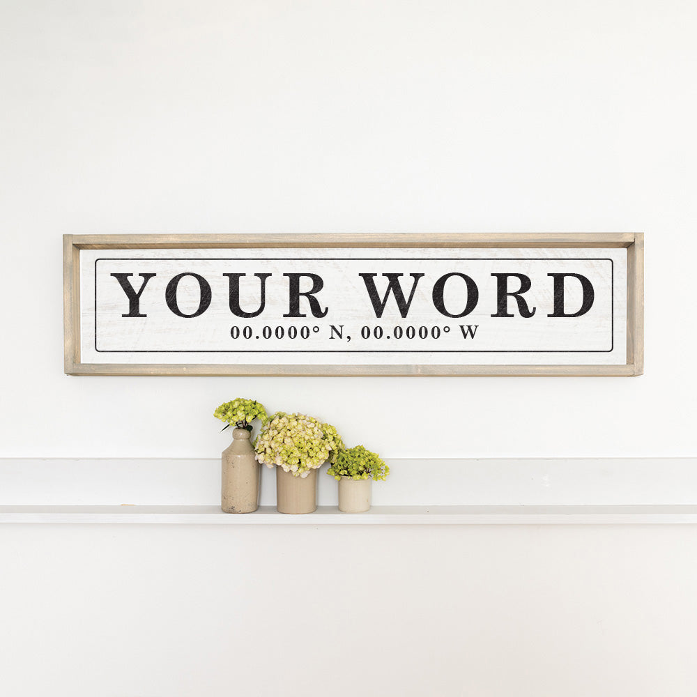 Your Word Personalized White/Black Barnwood Sign