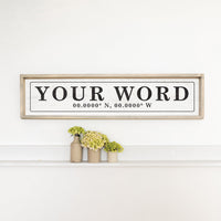 Your Word Personalized White/Black Barnwood Sign