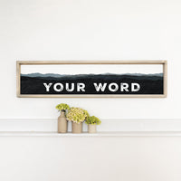 Mountains Black Personalized Barn Wood Sign - Grey