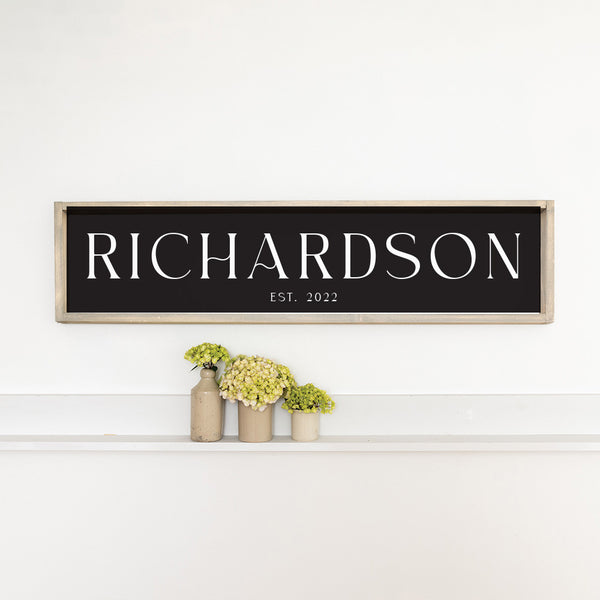 Family Name Established Black Personalized Barn Wood Sign