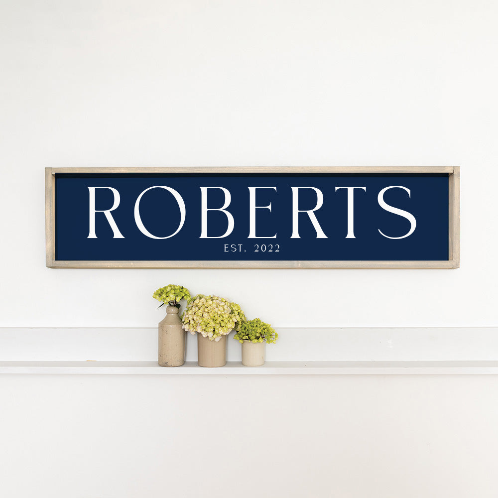 Family Name Established Navy Personalized Barn Wood Sign