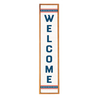 Welcome Patriotic Stripes Framed Barn Wood Sign