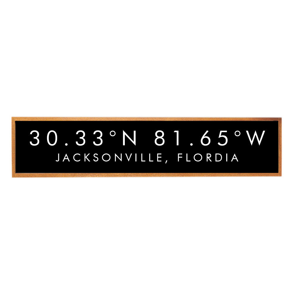 Modern Coordinates Personalized Barn Wood Sign - Black