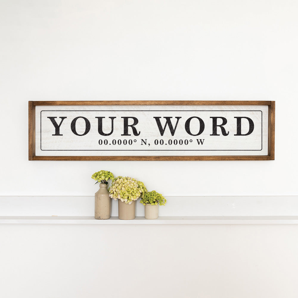 Your Word Personalized White/Black Barnwood Sign