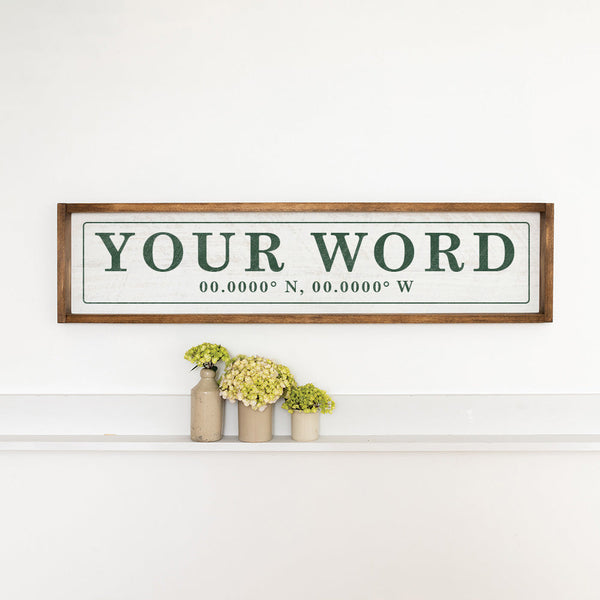 Antique White and Green Coordinates Bordered Personalized Barn Wood Sign