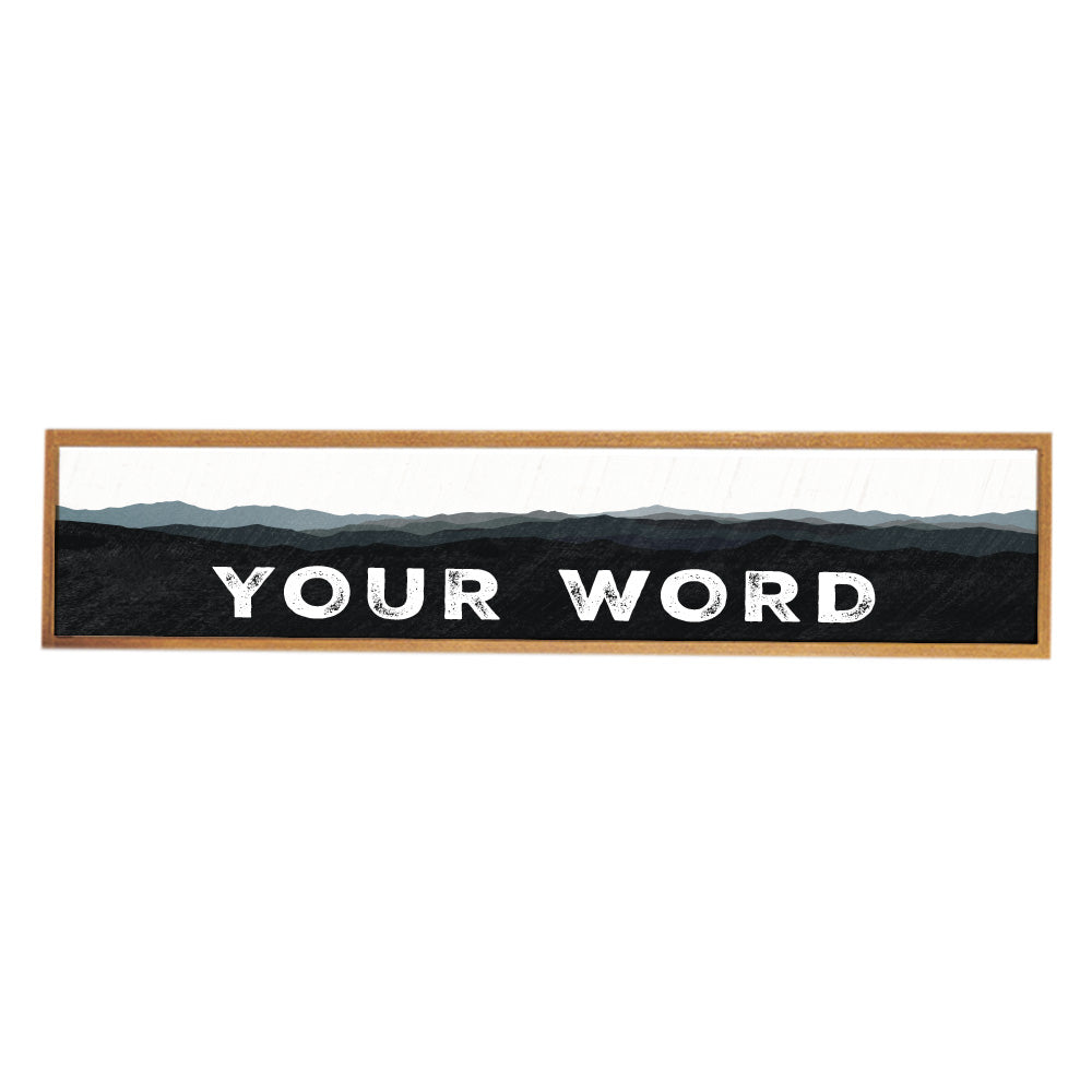 Mountains Black Personalized Barn Wood Sign - Natural