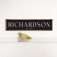 Family Name Established Black Personalized Barn Wood Sign