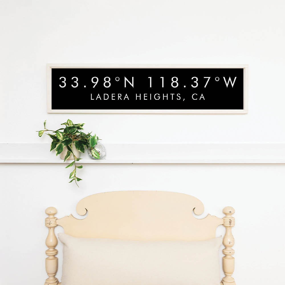 Ladera Heights, CA Coordinates Framed Barnwood Sign