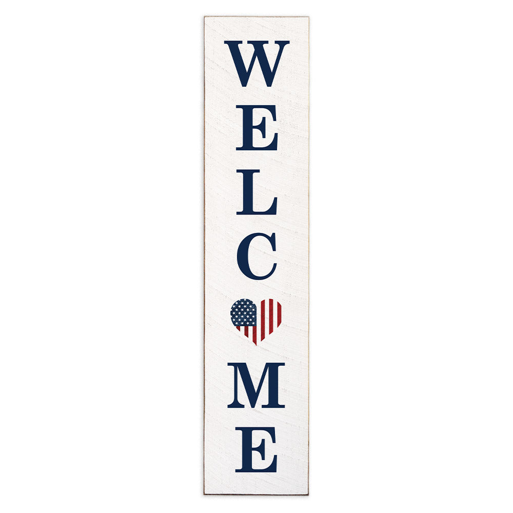 American Flag Heart Welcome Porch Leaner