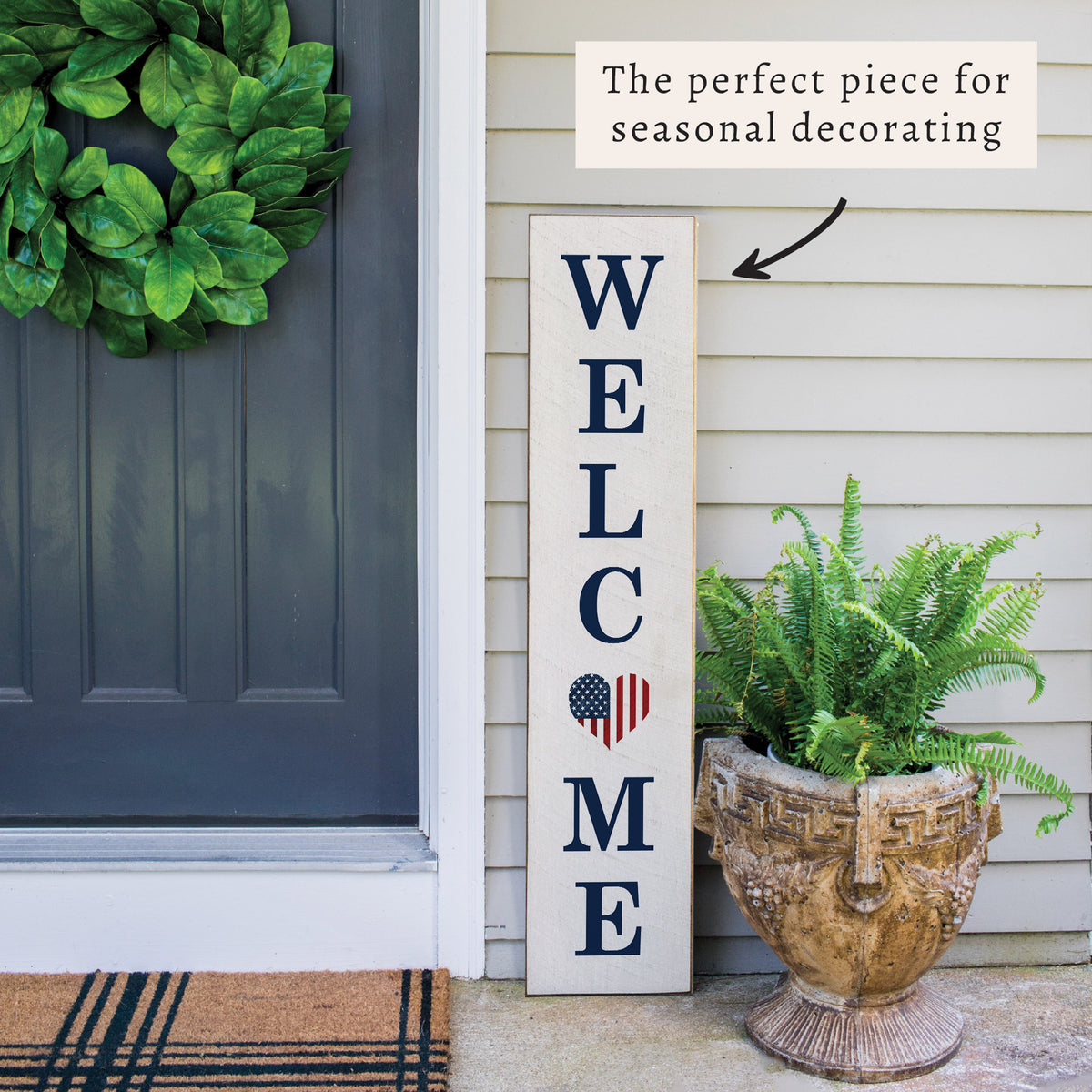 American Flag Heart Welcome Porch Leaner