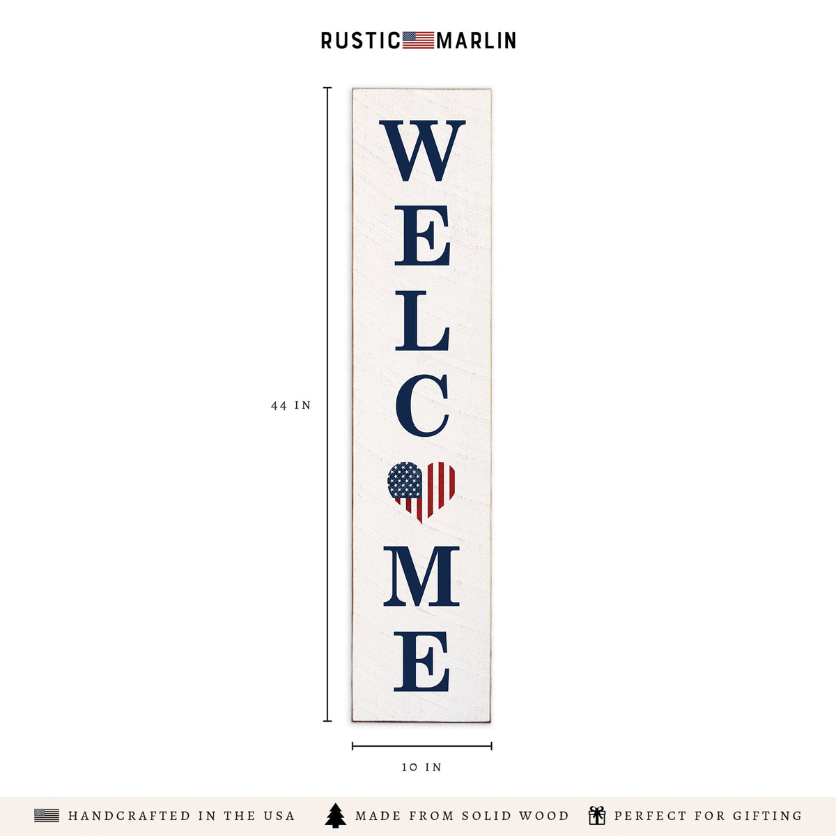 American Flag Heart Welcome Porch Leaner