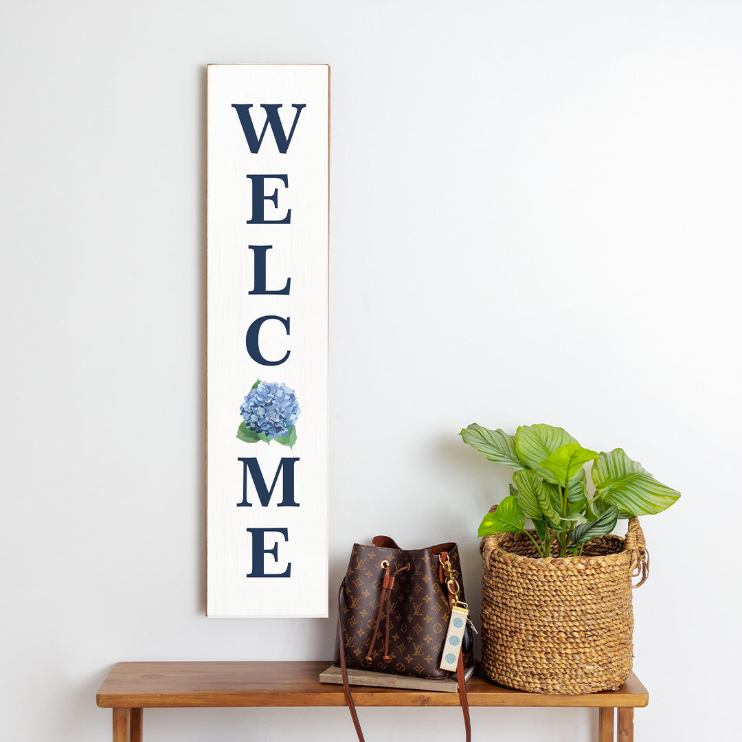 Hydrangea Welcome Barnwood Sign