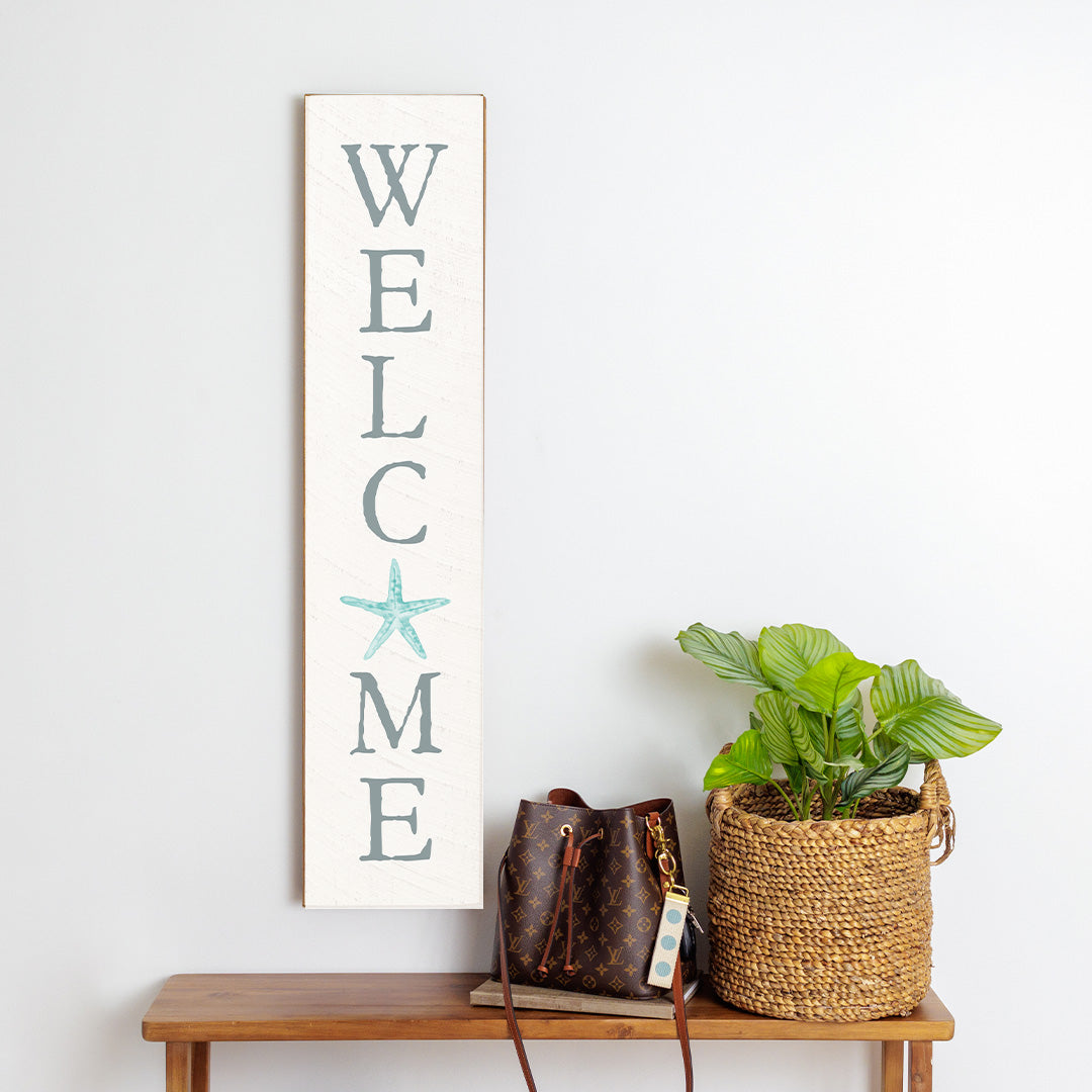 Home Watercolor Starfish Barn Wood Sign