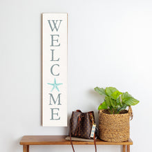 Load image into Gallery viewer, Welcome Watercolor Starfish Barn Wood Sign
