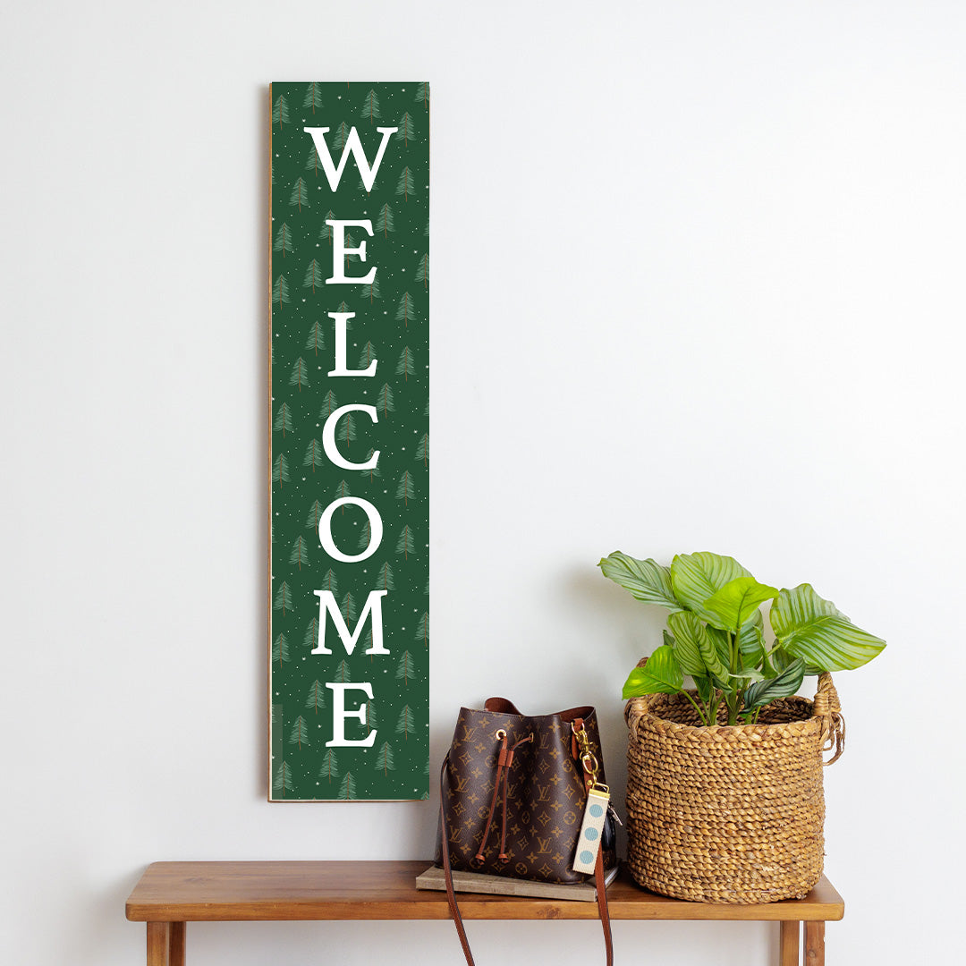 Welcome Evergreen Christmas Tree Barnwood Sign