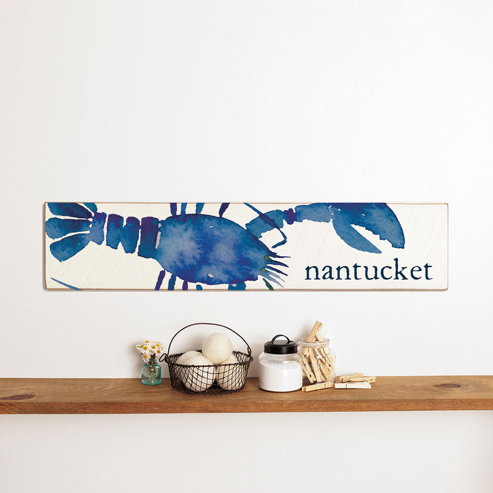 Personalized Watercolor Blue Lobster Barn Wood Sign
