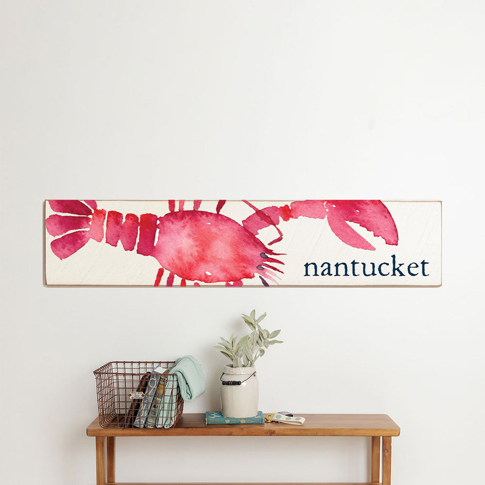 Personalized Watercolor Red Lobster Barn Wood Sign