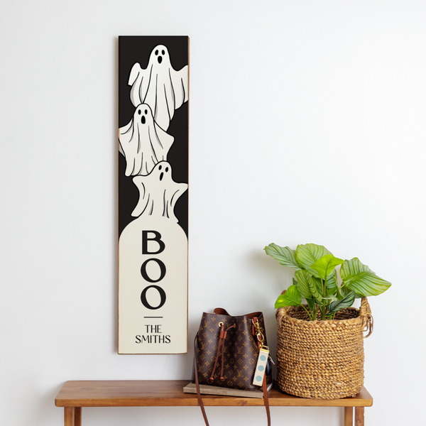 Family Name Halloween Ghost Personalized Barnwood Sign