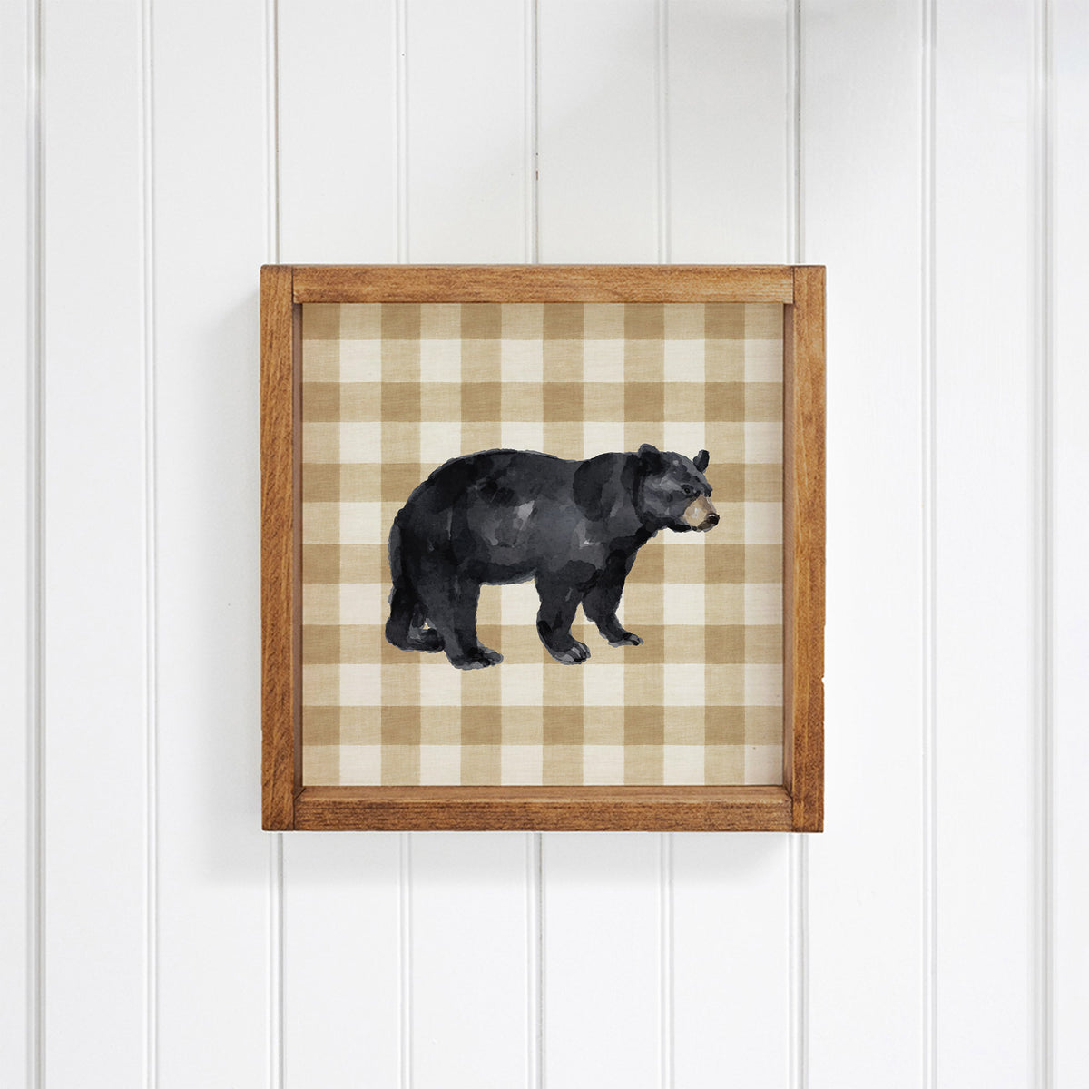 Black Bear Gingham Wall Art