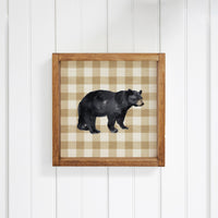 Black Bear Gingham Wall Art