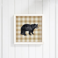 Black Bear Gingham Wall Art