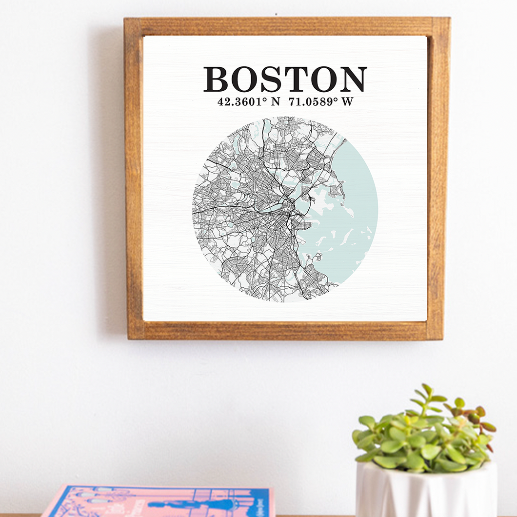Boston Coordinates 12” x 12” Wall Art