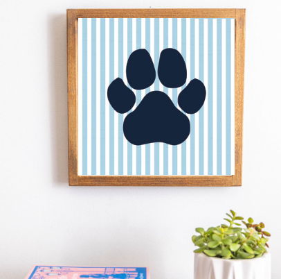 Striped Blue Paw 12” x 12” Wall Art