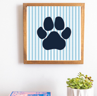 Striped Blue Paw 12" x 12" Wall Art