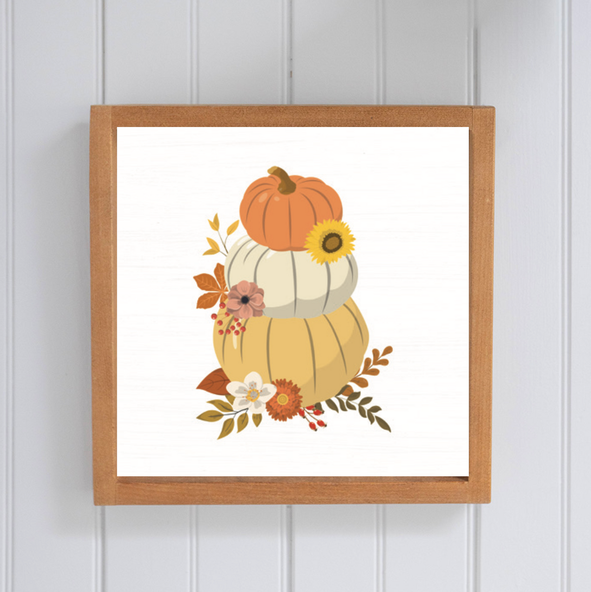 Stacked Muted Pastel Pumpkins 12" x 12" Wall Art